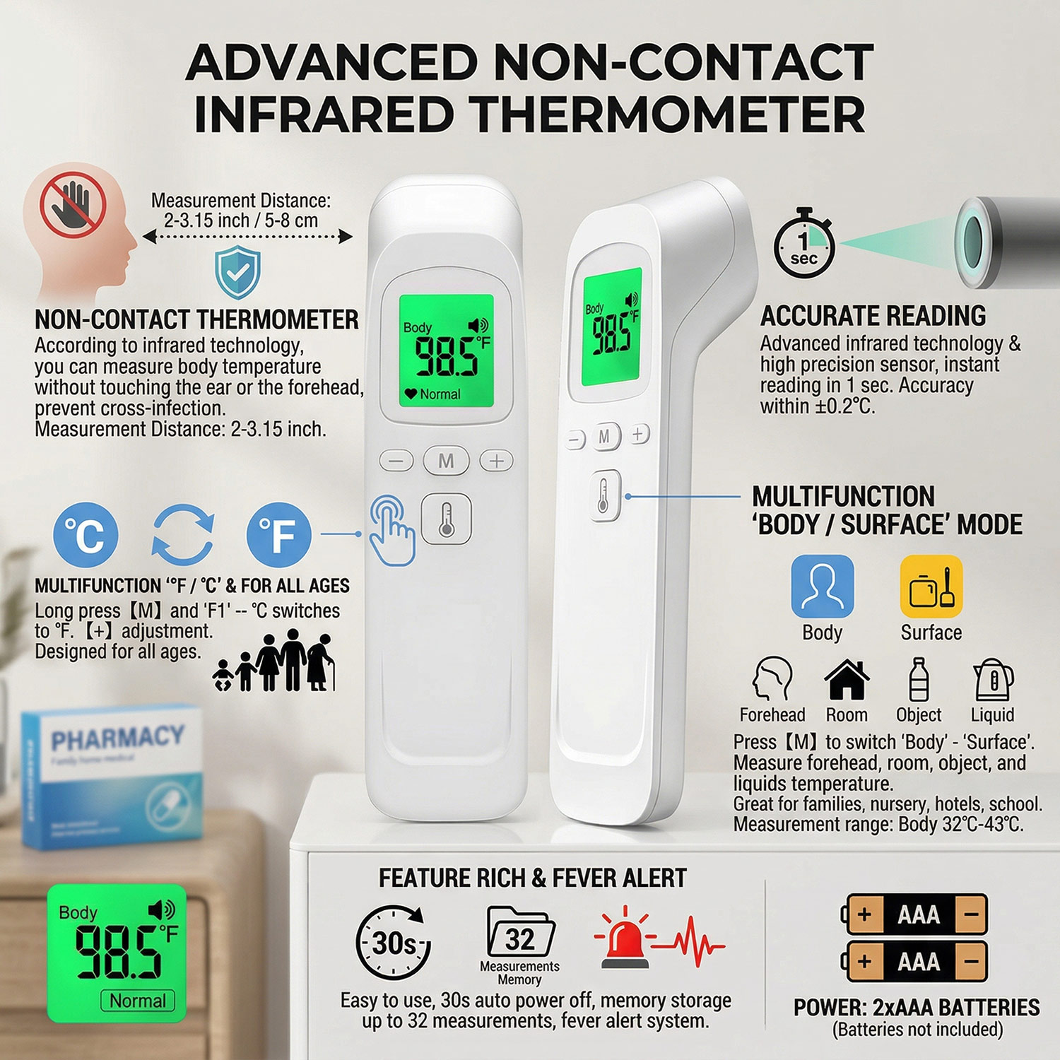 Cyfrowy termometr na czoło, el – Pulse Oximeter recenzja i cena